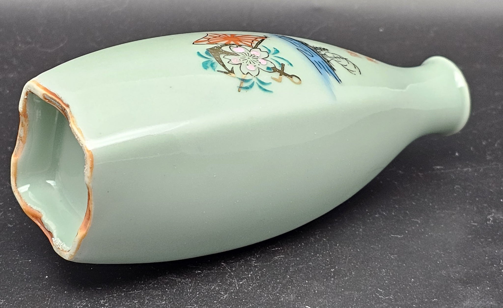 Antique Japanese Military Battleship Profile Anchor Flag Navy Sake Bottle