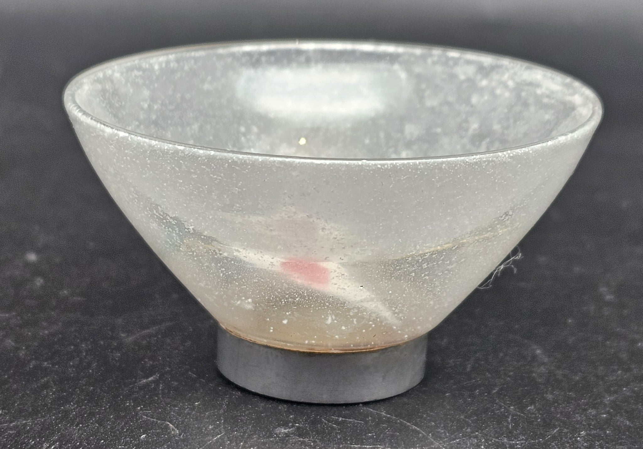 Very Rare Antique Japanese Patriotic Flags-in-glass Sake Cup