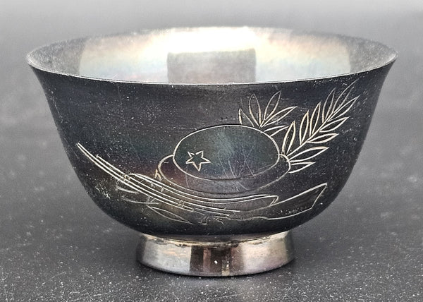 Antique Japanese Military Shobukai Pure Silver Sake Cup