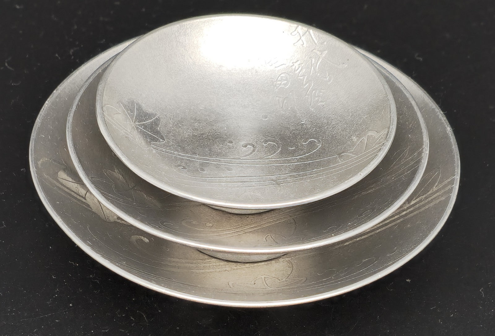 Rare Antique Japanese Military Cruiser Tatsuta 1932 Shanghai Incident Pewter Navy Sake Cups