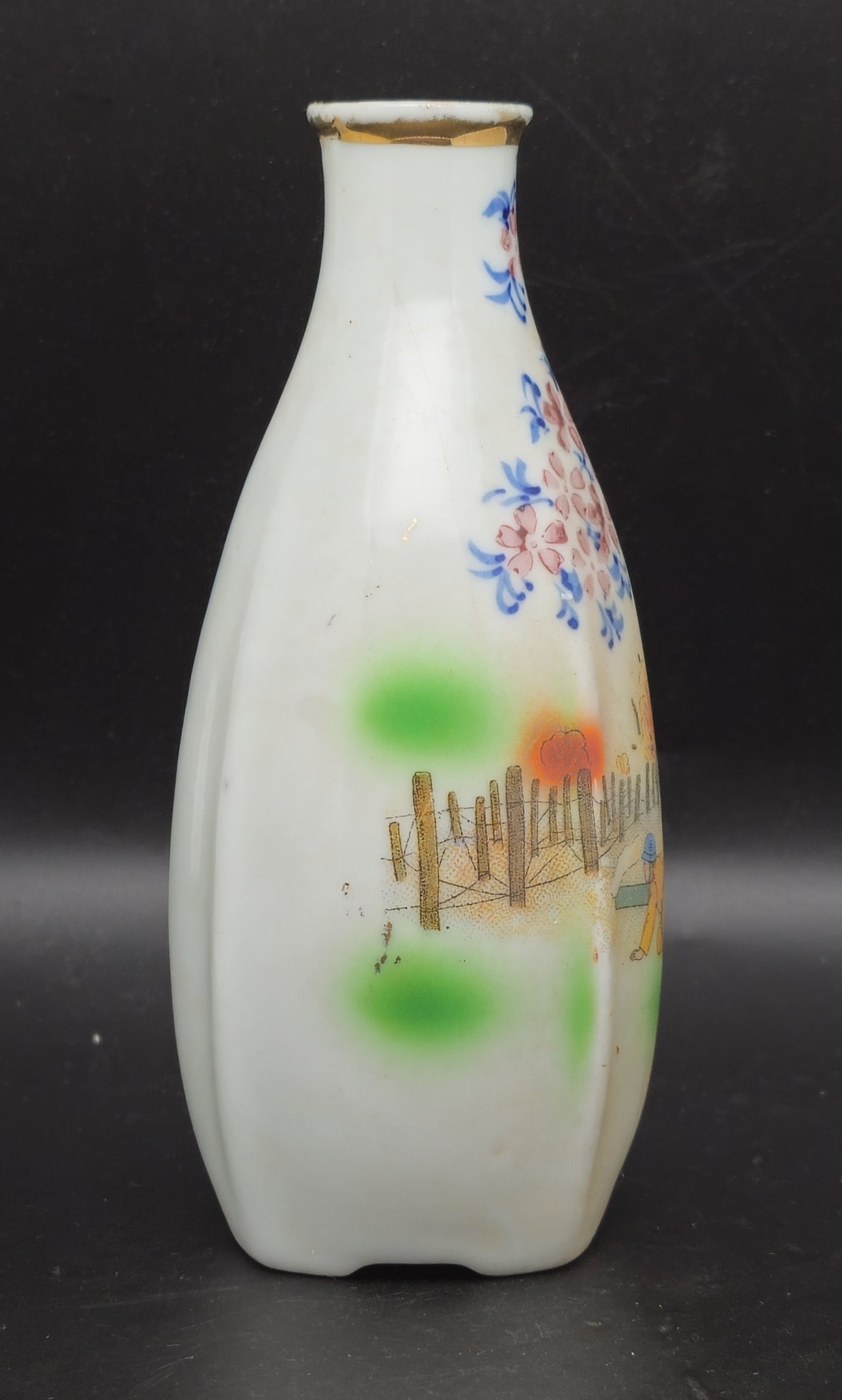 Very Rare Antique Japanese Military Three Nikudan Sacrificing Soldiers Army Sake Bottle