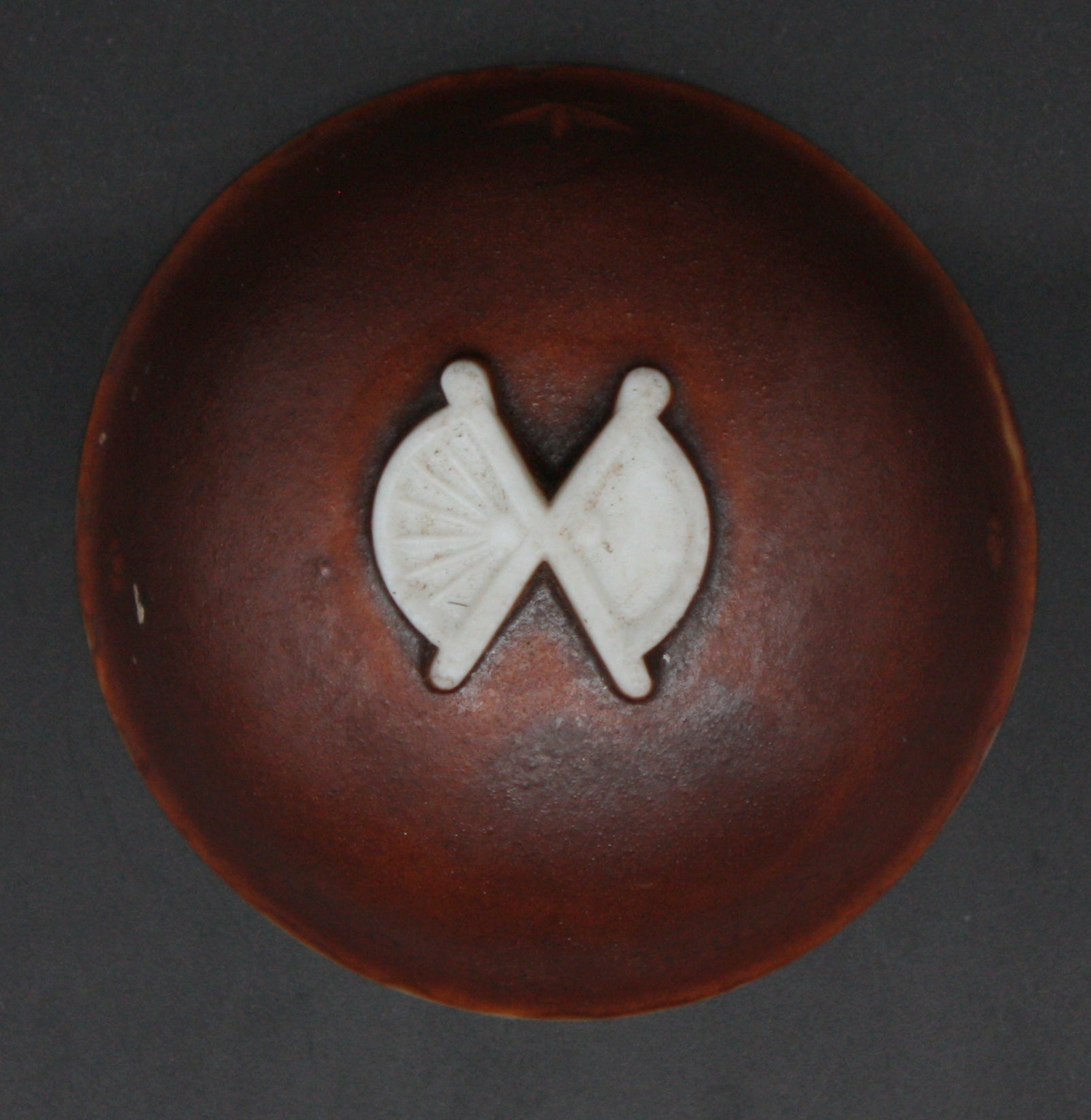 Antique Japanese Military Embossed Flags Base Helmet Army Sake Cup