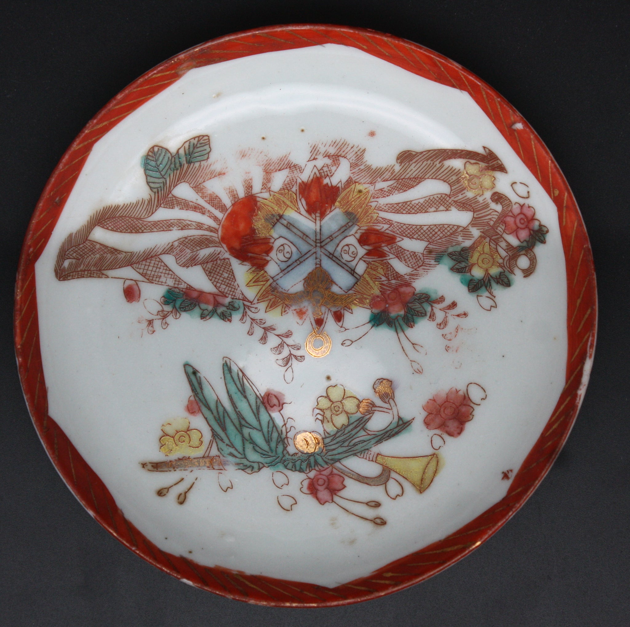 Antique Japanese Military Golden Kite Badge Army Dish