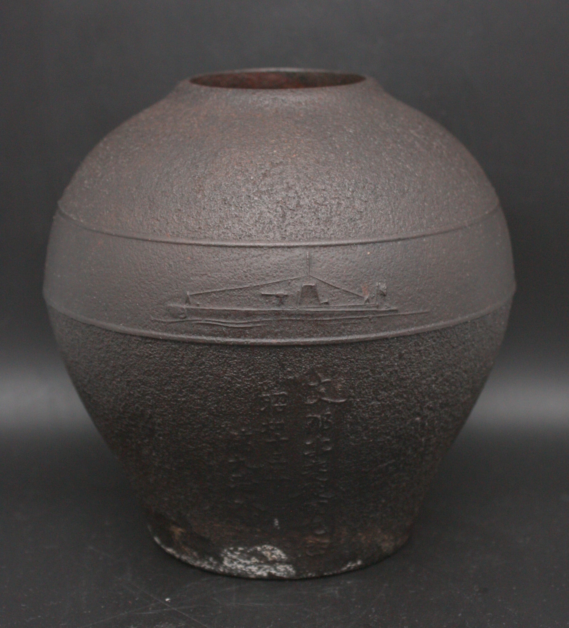 Very Rare Antique Japanese Military 1938 9th Submarine Division China Incident Cast Iron Vase