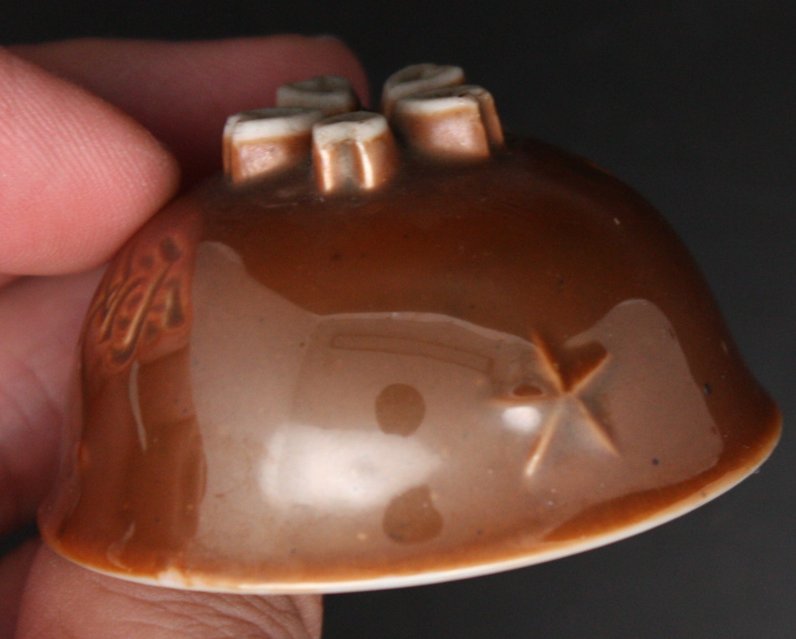 Antique Japanese Military Cherry Blossom Base Helmet Army Sake Cup