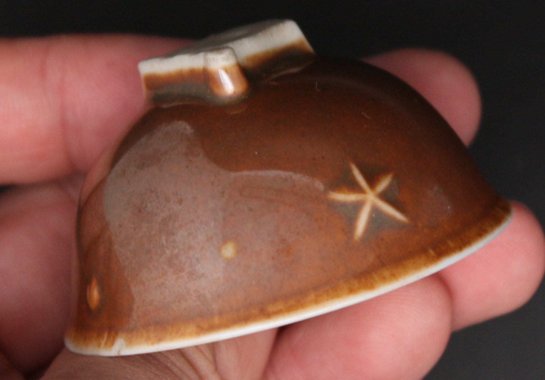 Antique Japanese Military Embossed Flag Base Helmet Army Sake Cup