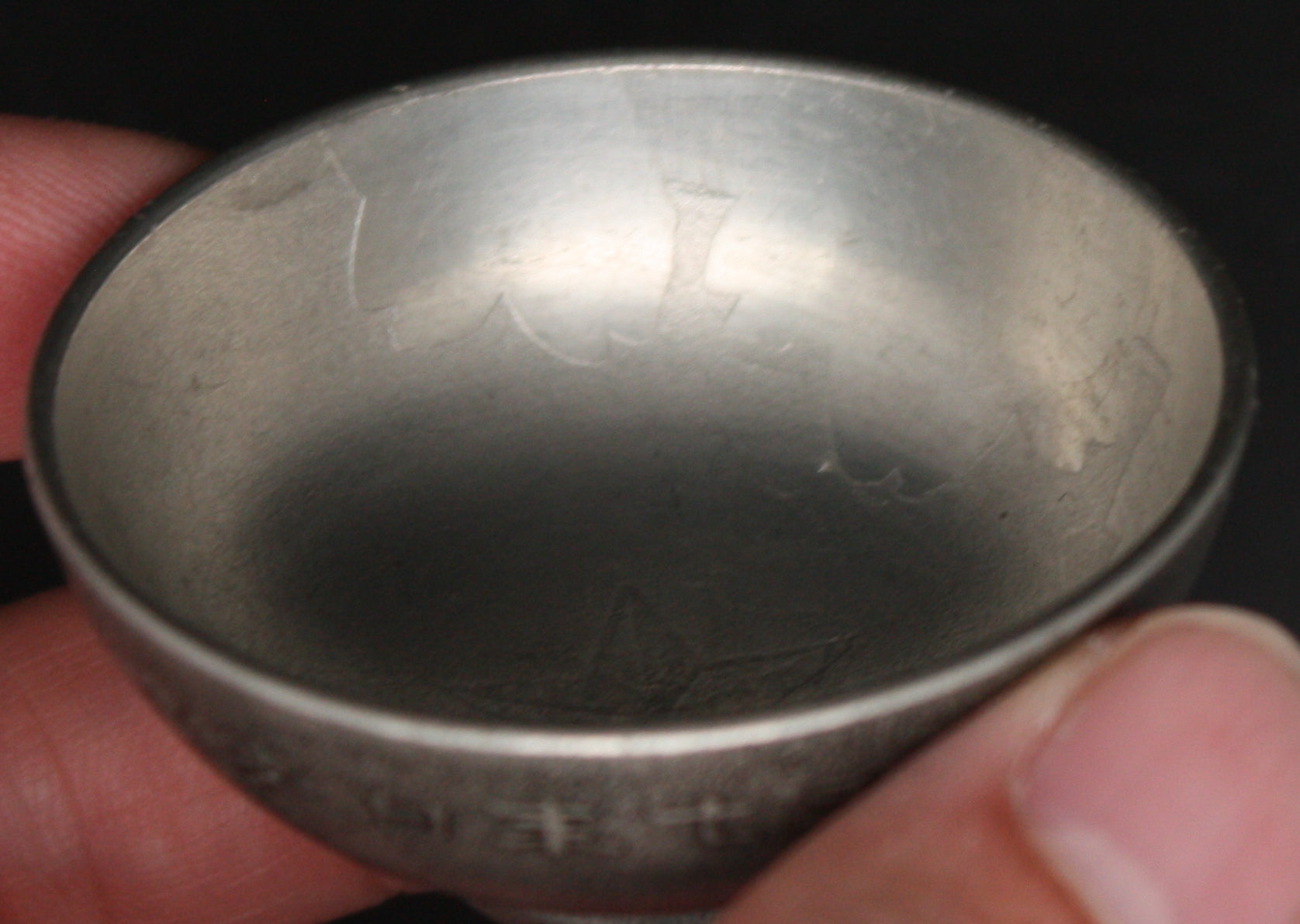 Antique Japanese Military 1938 China Incident Commemoration Pewter Army Sake Cup