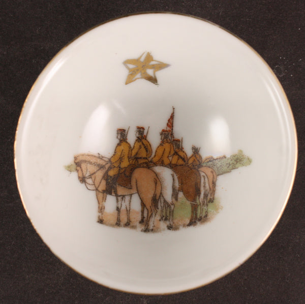 Rare Antique Japanese Cavalry Soldiers Army Sake Cup