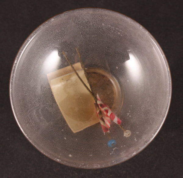 Very Rare Antique Japanese Military Inserted Photo Flags Glass Navy Sake Cup