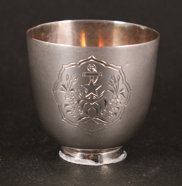 Antique Japanese 1929 Pure Silver Imperial Women's Association Sake Cup