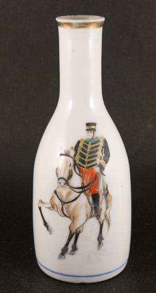 Very Rare Antique Japanese Military Meiji Era Hand Painted Cavalry Soldier Army Sake Bottle