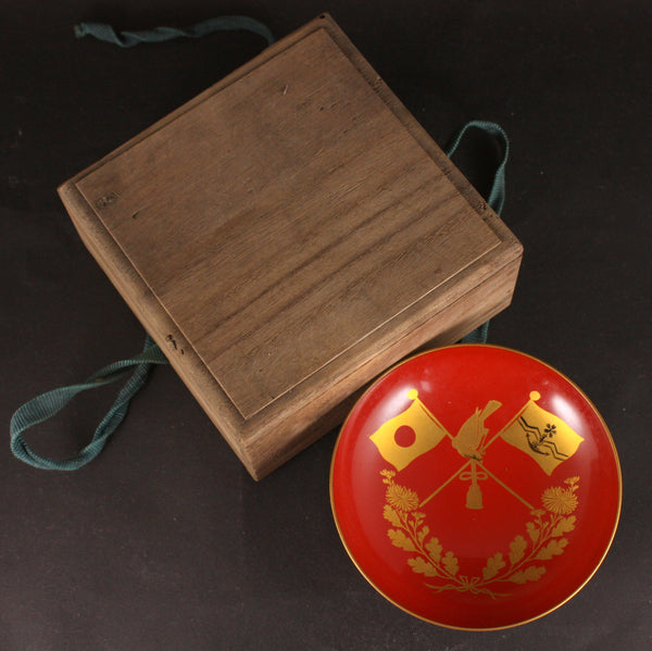 Russo Japanese War Golden Kite Flags Victory Lacquer Army Sake Cup