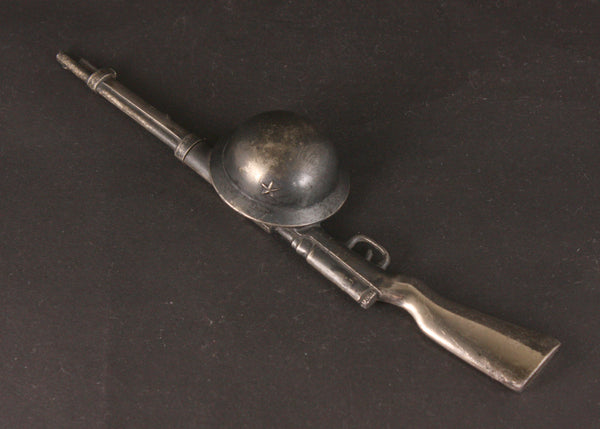 Antique Japanese Military 1939 Helmet Arisaka Rifle Metal Paper Weight