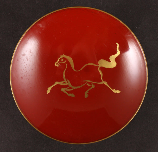 Antique Japanese Military Horse Lacquer Army Sake Cup
