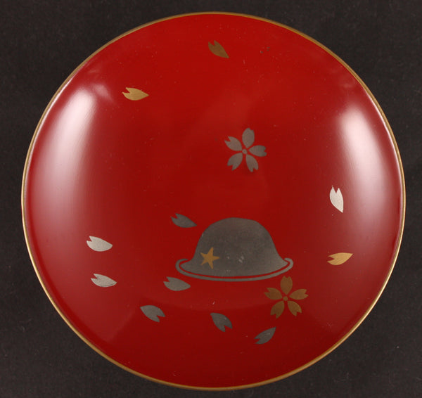 Antique Japanese Military Helmet Blossoms Nakai Unit China Incident Army Sake Cup