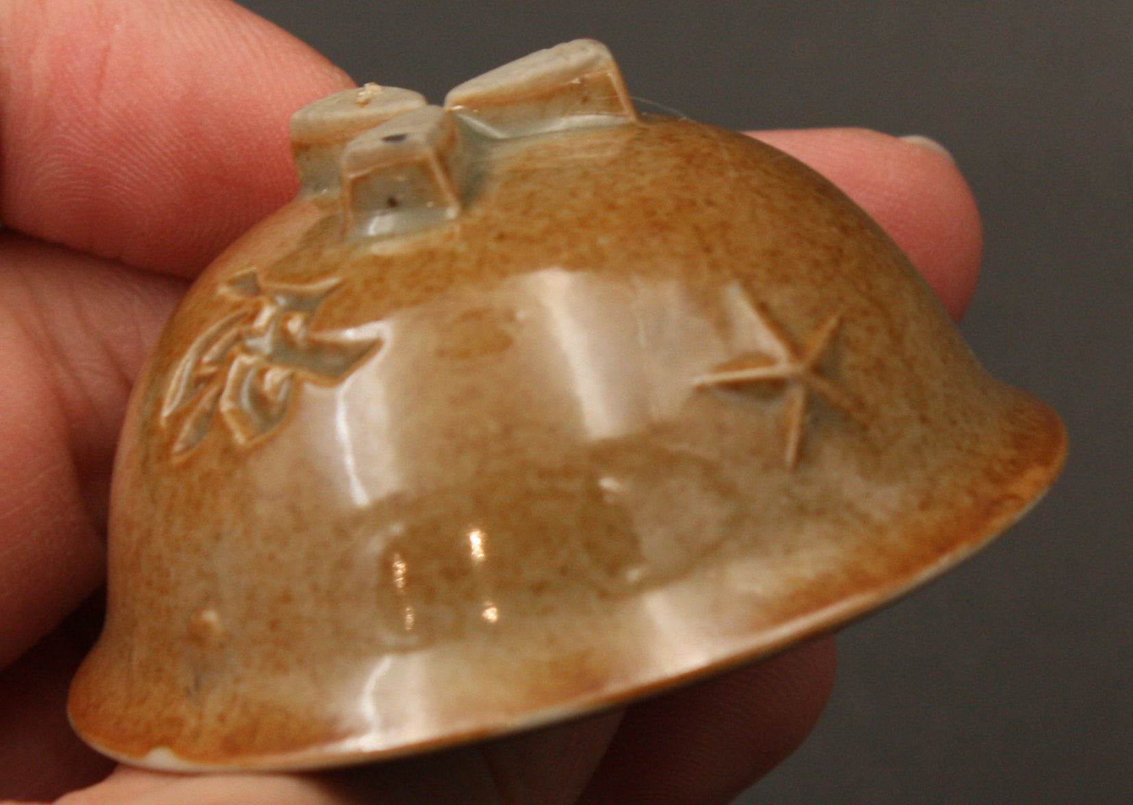 Antique Japanese Military Helmet Loyalty Bravery Army Sake Cup