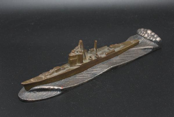 Very Rare Antique Japanese Military Cruiser Takao Launch Commemoration Paper Weight