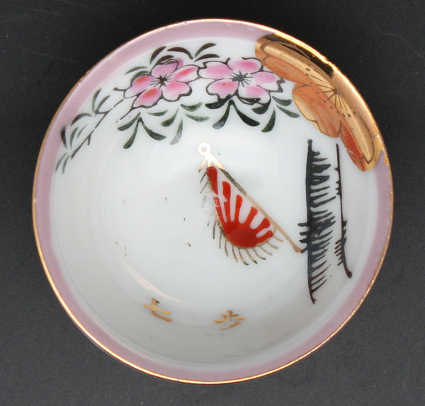 Antique Japanese Military Blossom Tree Infantry Army Sake Cup