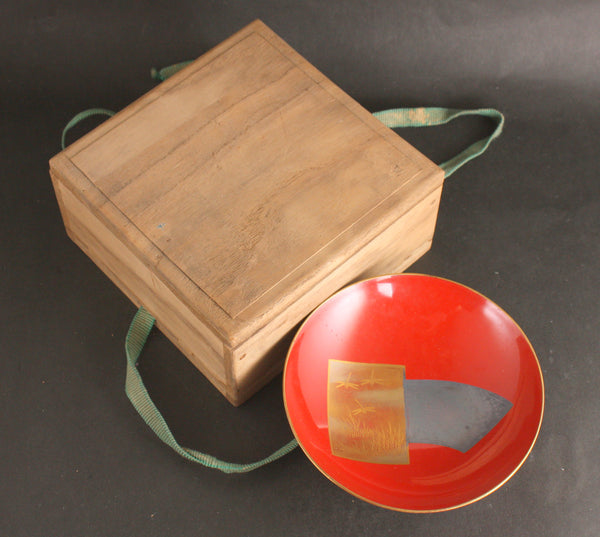Antique Japanese Military Dragonflies Loyalty Bravery Lacquer Army Sake Cup