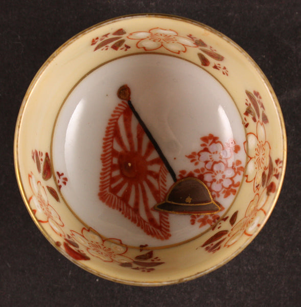 Antique Japanese Military Pith Helmet Shanghai Incident Kutani Army Sake Cup
