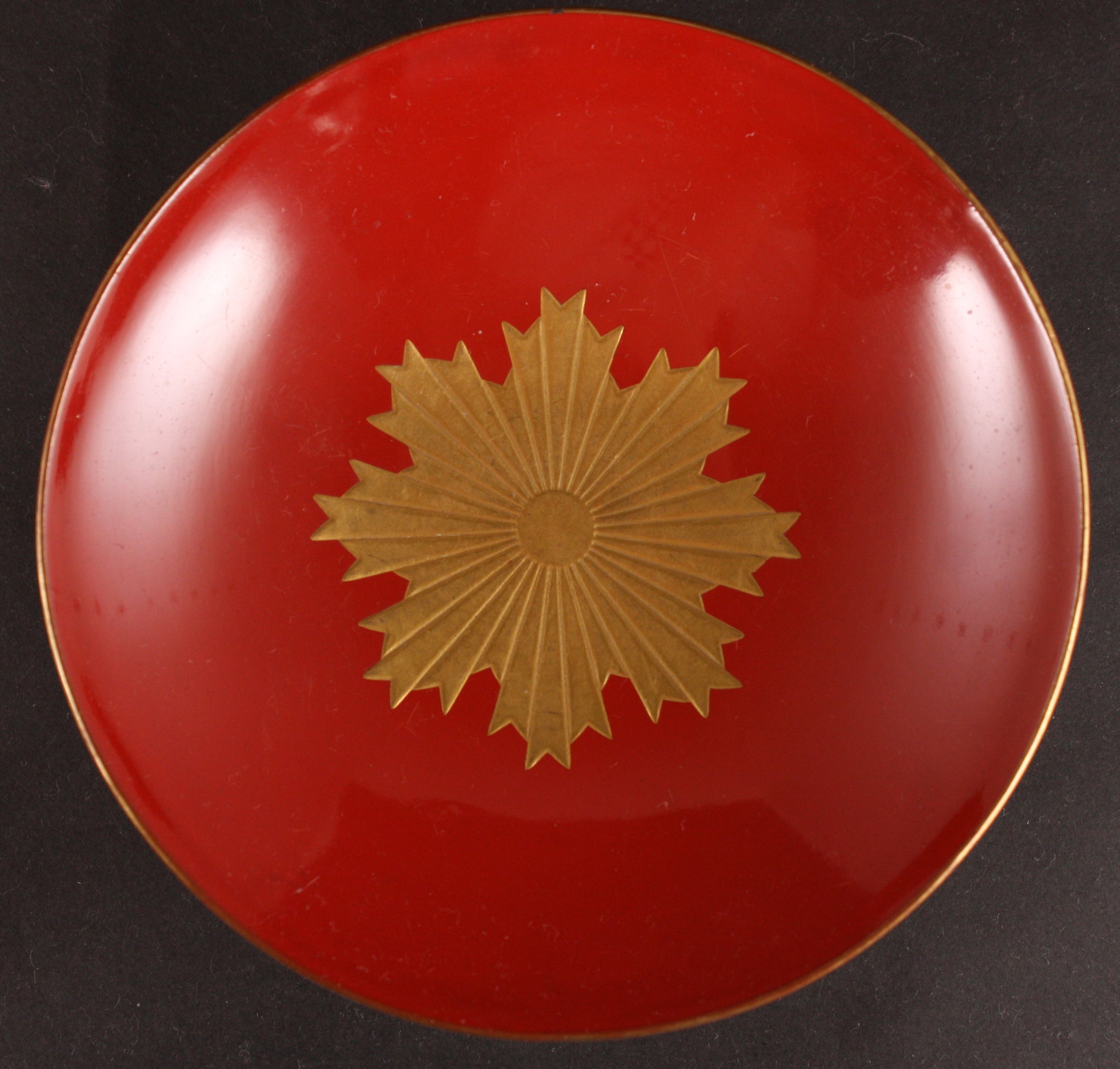Antique Japanese Military 1895 Sino Japanese War Rising Sun Badge Lacquer Army Sake Cup