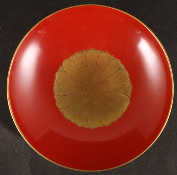 Antique Japanese Military Imperial Chrysanthemum Infantry Lacquer Army Sake Cup
