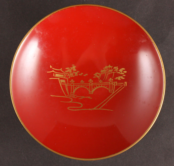 Antique Japanese Military Fleet Entrance to Tokyo Lacquer Navy Sake Cup
