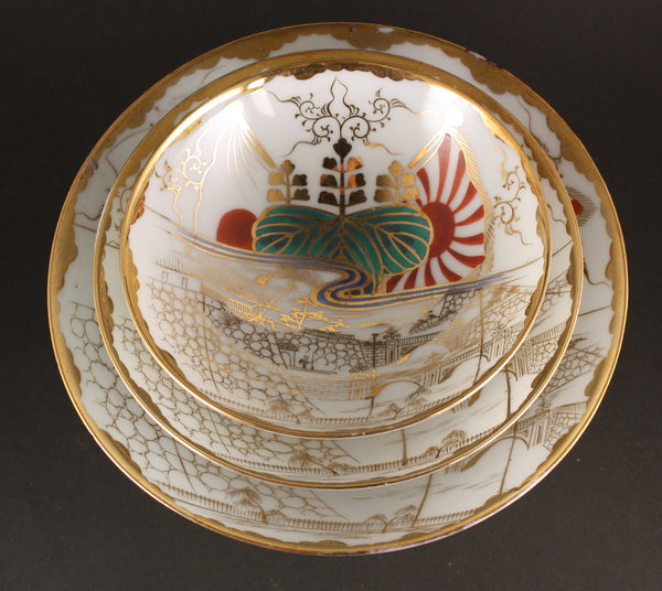 Giant Antique Japanese Military Imperial Guards Palace Army Sake Cup Set