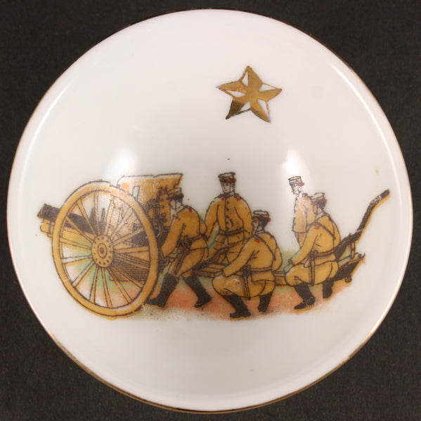 Very Rare Antique Japanese Military Artillery Gun Crew Army Sake Cup