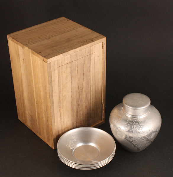 Super Rare Antique Japanese Navy 1934 Submarine Academy Tea Caddy and Saucer Set