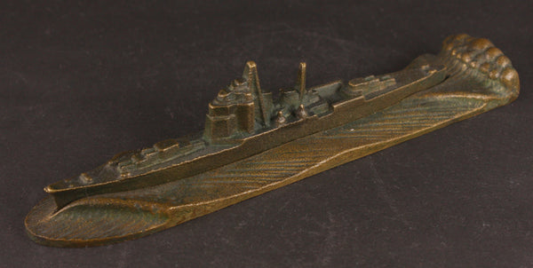 Very Rare Antique Japanese Military Cruiser Takao Launch Commemoration Paper Weight