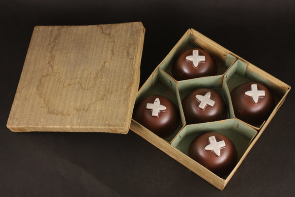 Rare Set of 5 Antique Japanese Military Five Virtues Helmet Army Sake Cup