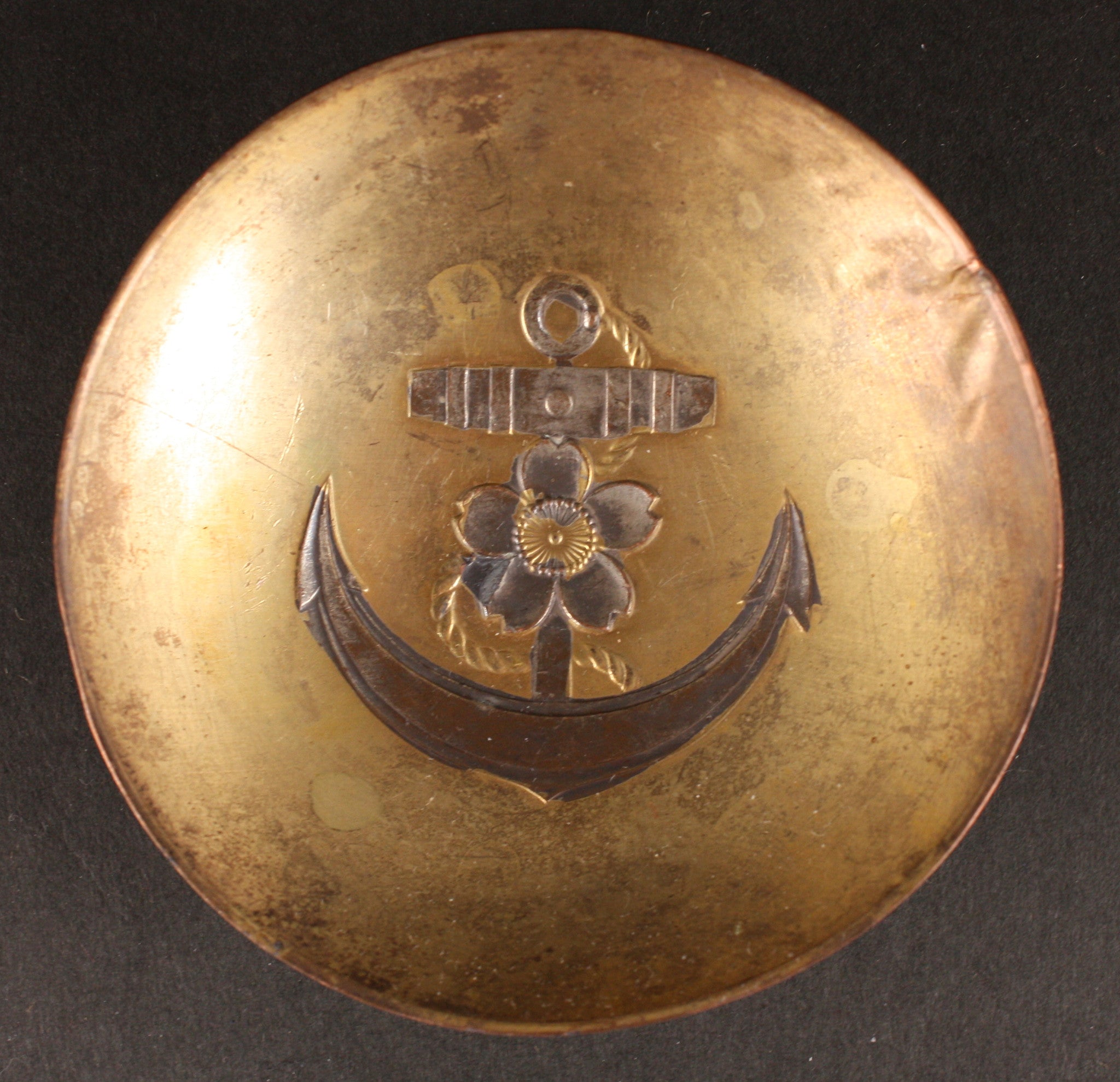 Antique Japanese Military Naval Insignia Metal Sake Cup