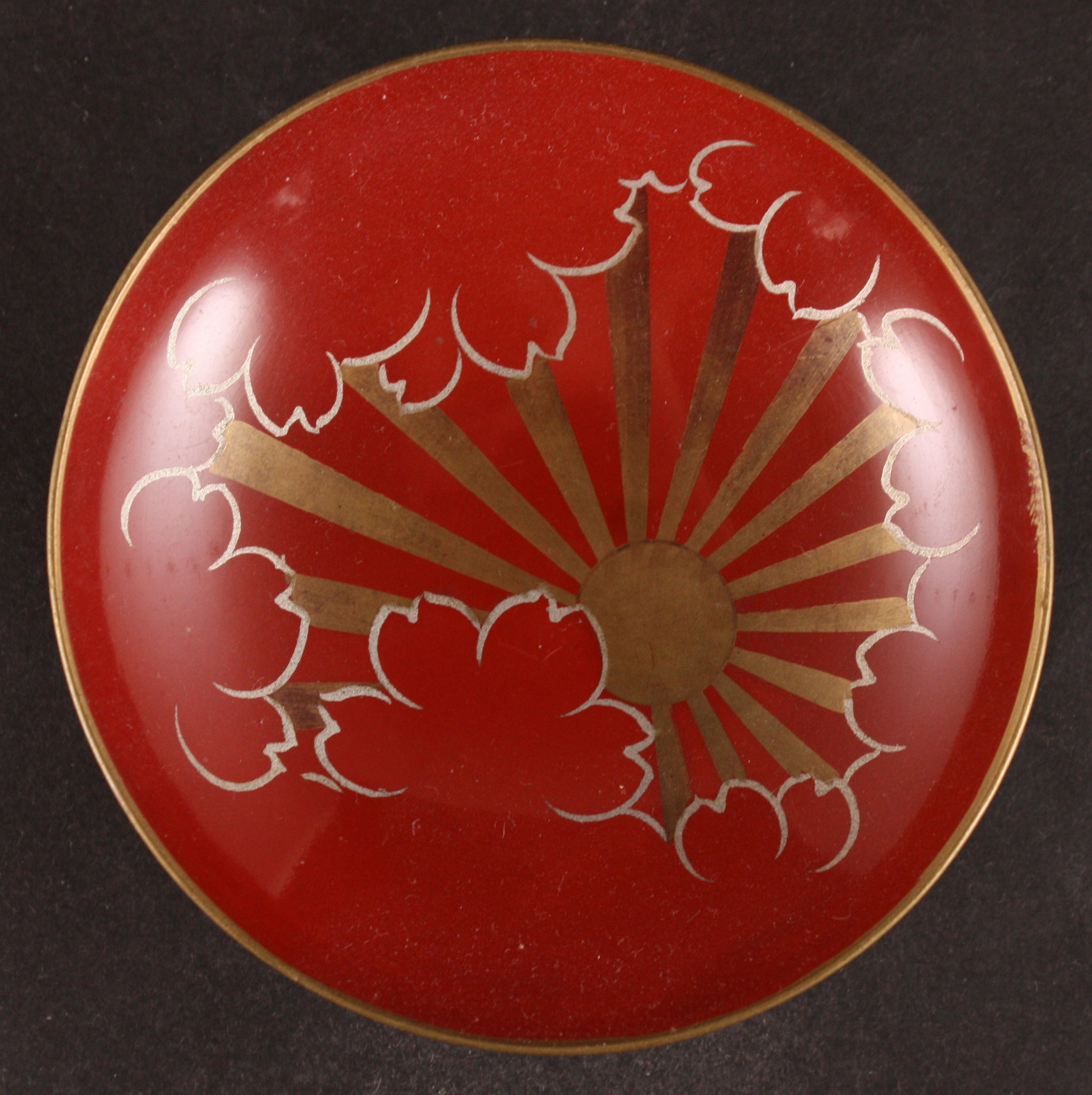 Russo Japanese War Rising Sun in Clouds Victory Lacquer Sake Cup
