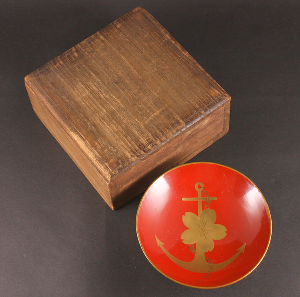 Russo Japanese War Anchor Blossom Insignia Navy Lacquer Sake Cup
