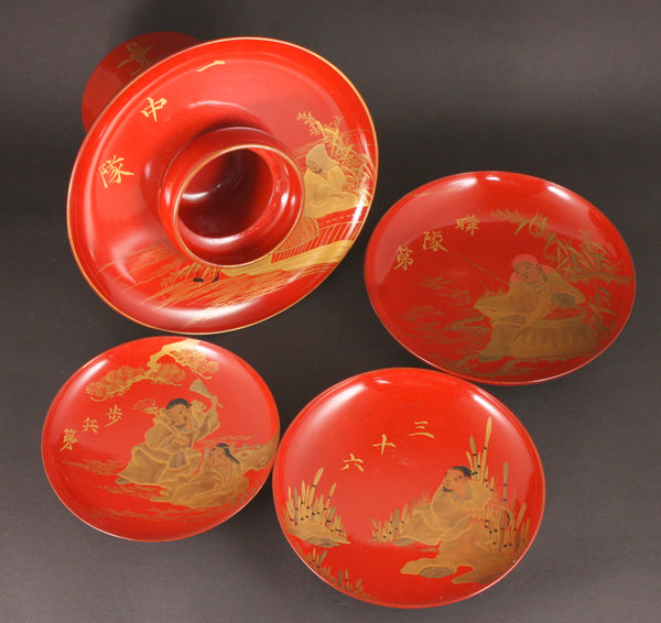 Exquisite Antique Japanese Military Infantry Catering Platoon Army Sake Cups