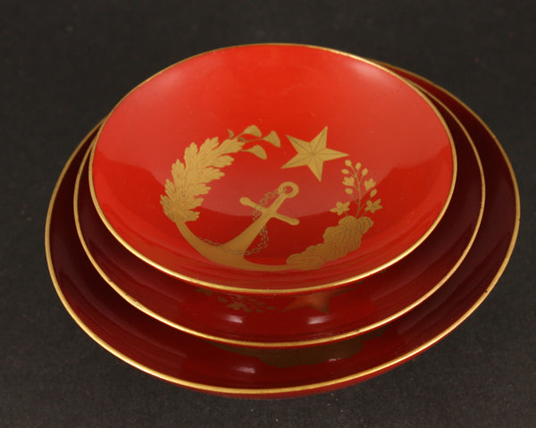 Russo Japanese War Victory Wreath Anchor Lacquer Sake Cup Set