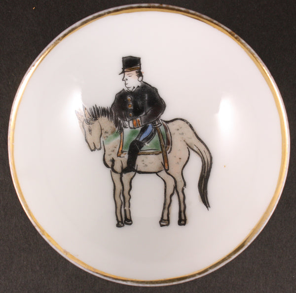 Antique Japanese Military Meiji Soldier on Horse Transport Army Sake Cup