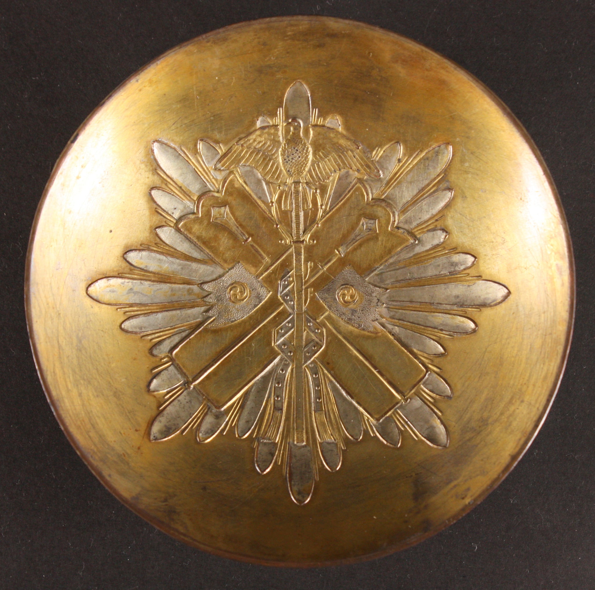 Antique Japanese Military Order of Golden Kite Metal Army Sake Cup