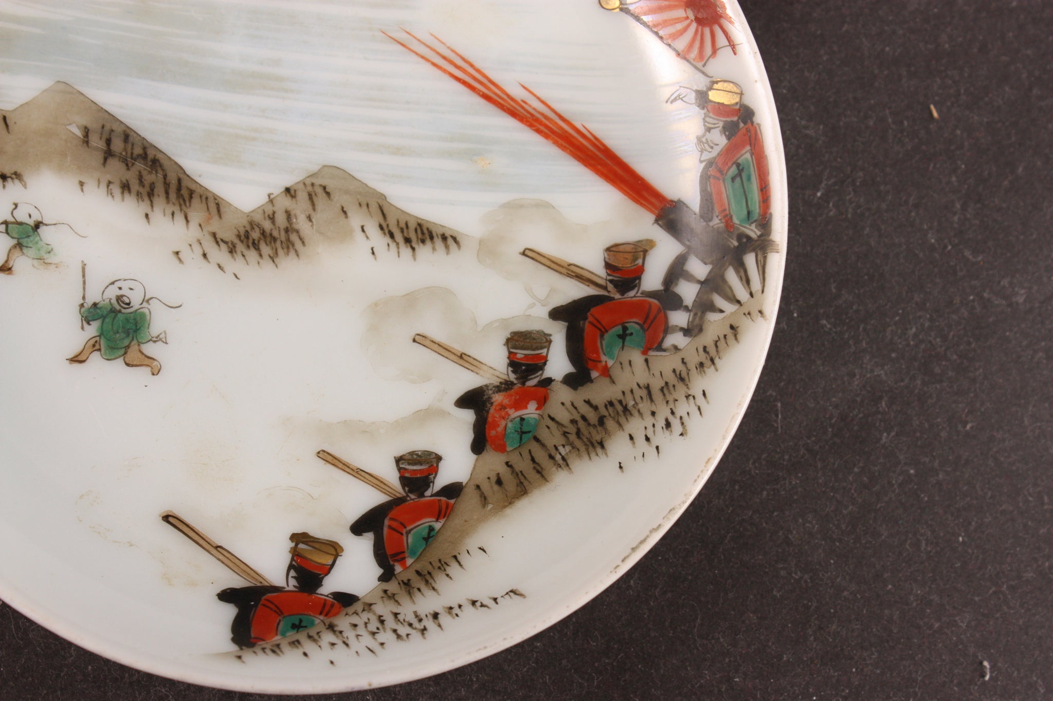 Very Rare Antique Japanese Military 1895 Qing Soldiers Retreat Army Dish