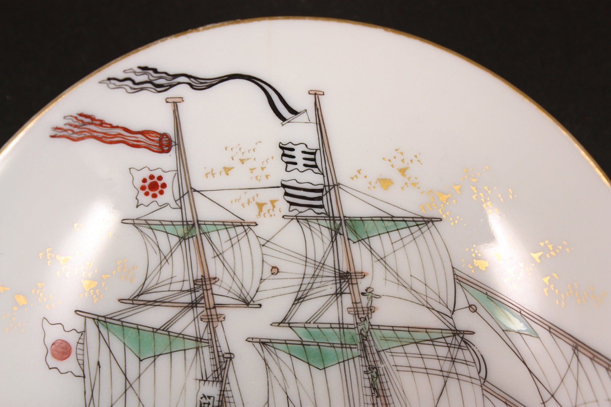 Rare Antique Japanese 19th Century Warship Kaisei Maru Navy Sake Cup