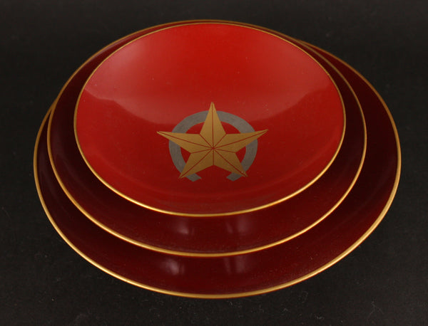 Set of 3 Antique Japanese Military Gift From Divisional Commander Horse Inspection Army Sake Cup