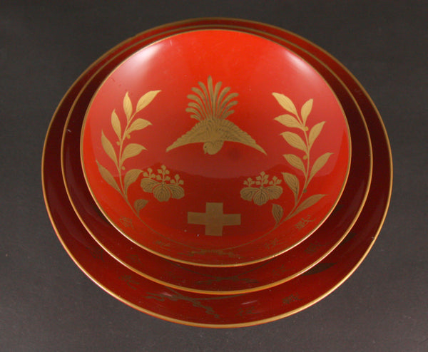 Russo Japanese War Victory Red Cross Association Medic Lacquer Army Sake Cups