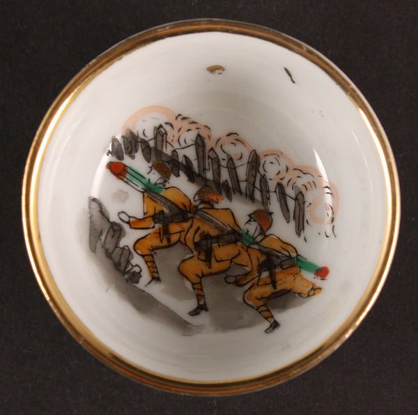 Rare Antique Japanese Military 1932 Shanghai Incident Three Nikudan Soldiers Army Sake Cup