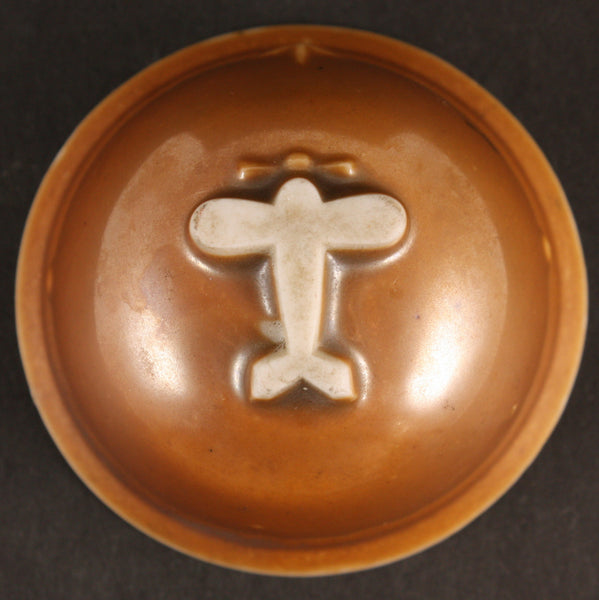 Antique Japanese Military Helmet Shaped Plane Based Sake Cup