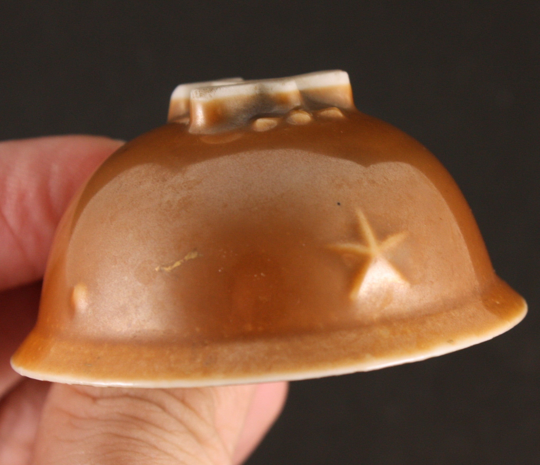 Antique Japanese Military Helmet Shaped Plane Based Sake Cup