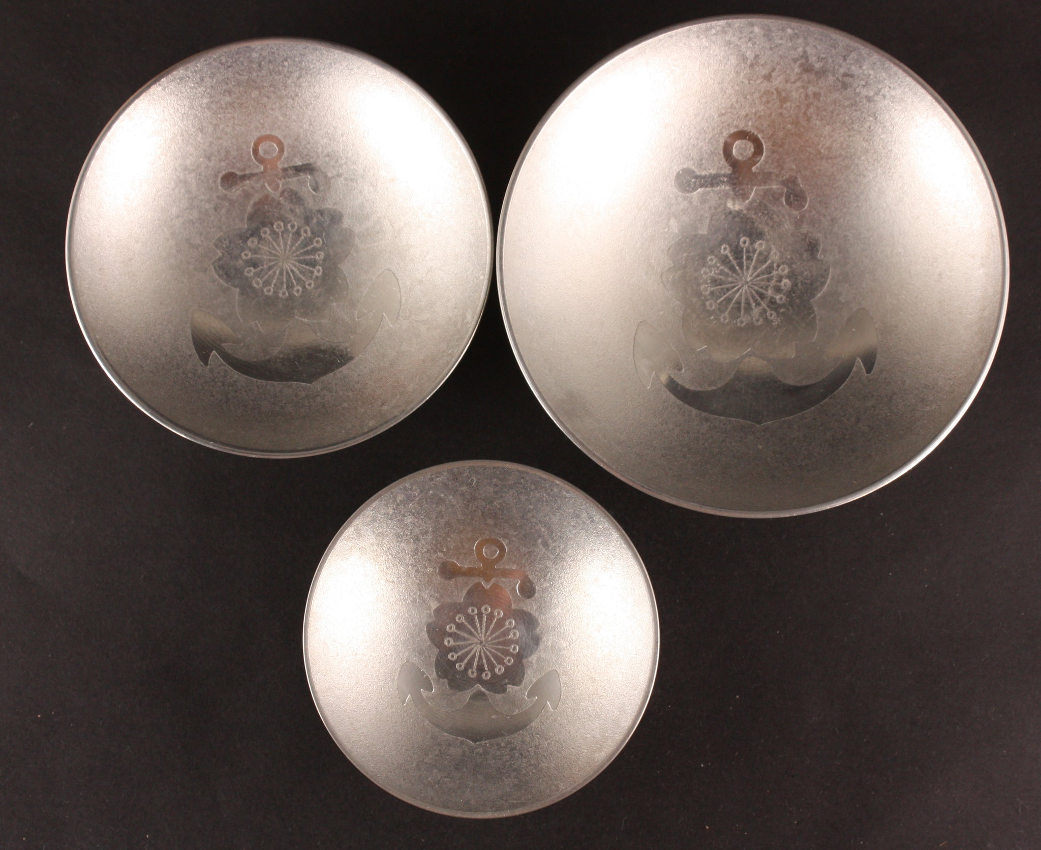 Very Rare Antique Japanese Military 1932 Shanghai Incident 15th Destroyer Flotilla Pewter Navy Sake Cup Set