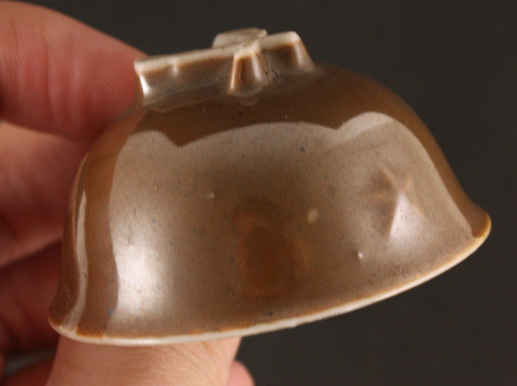 Antique Japanese WW2 Railroad Unit Helmet Shape Army Sake Cup