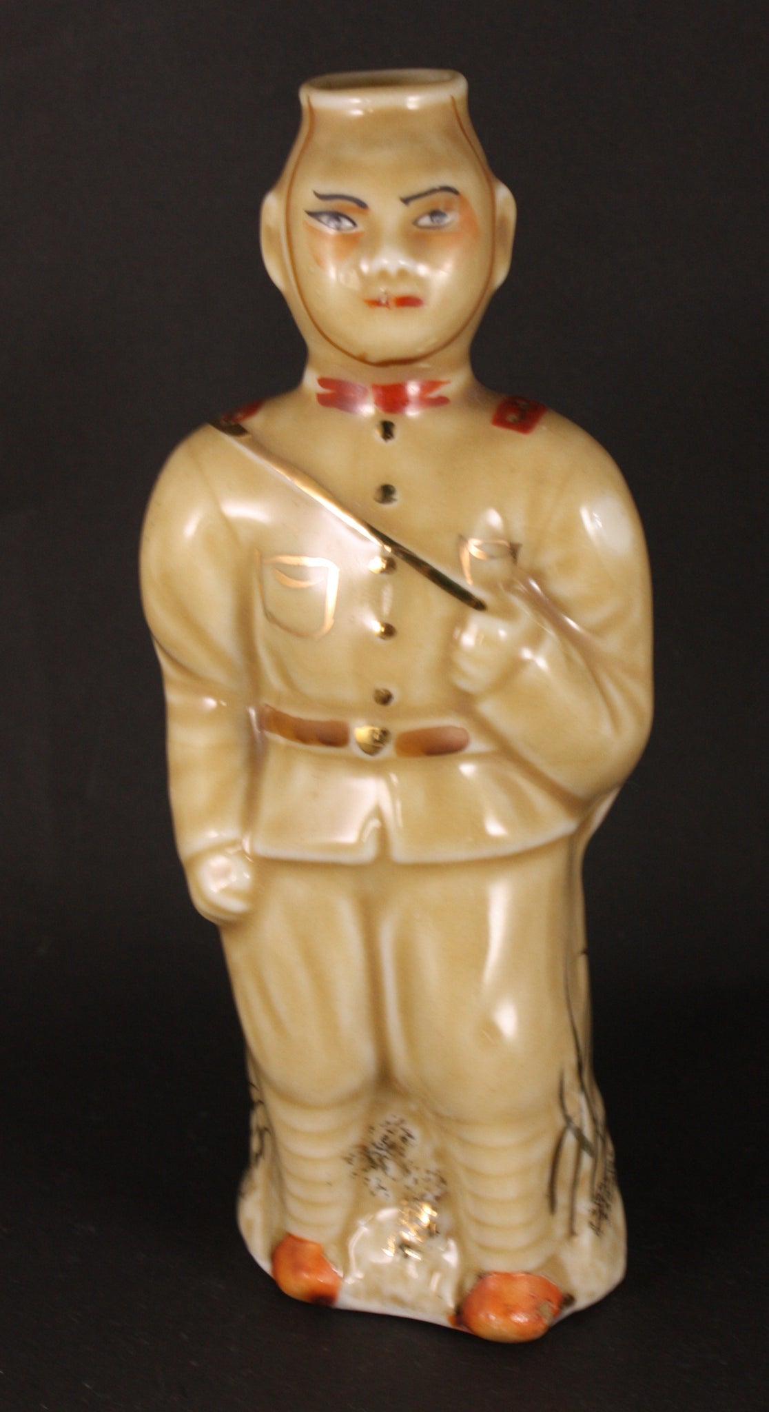 Very Rare Antique Japanese Military Soldier Shaped Manchukuo Army Sake Bottle