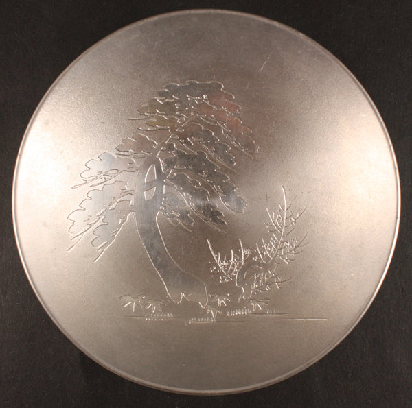 Antique Japanese Military China Incident Pine Tree Pewter Army Sake Cup